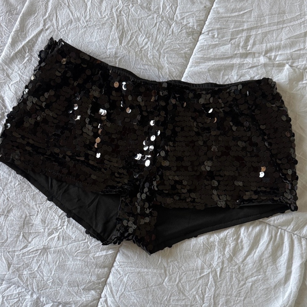 SHEIN Black Sequin High Waist Shorts